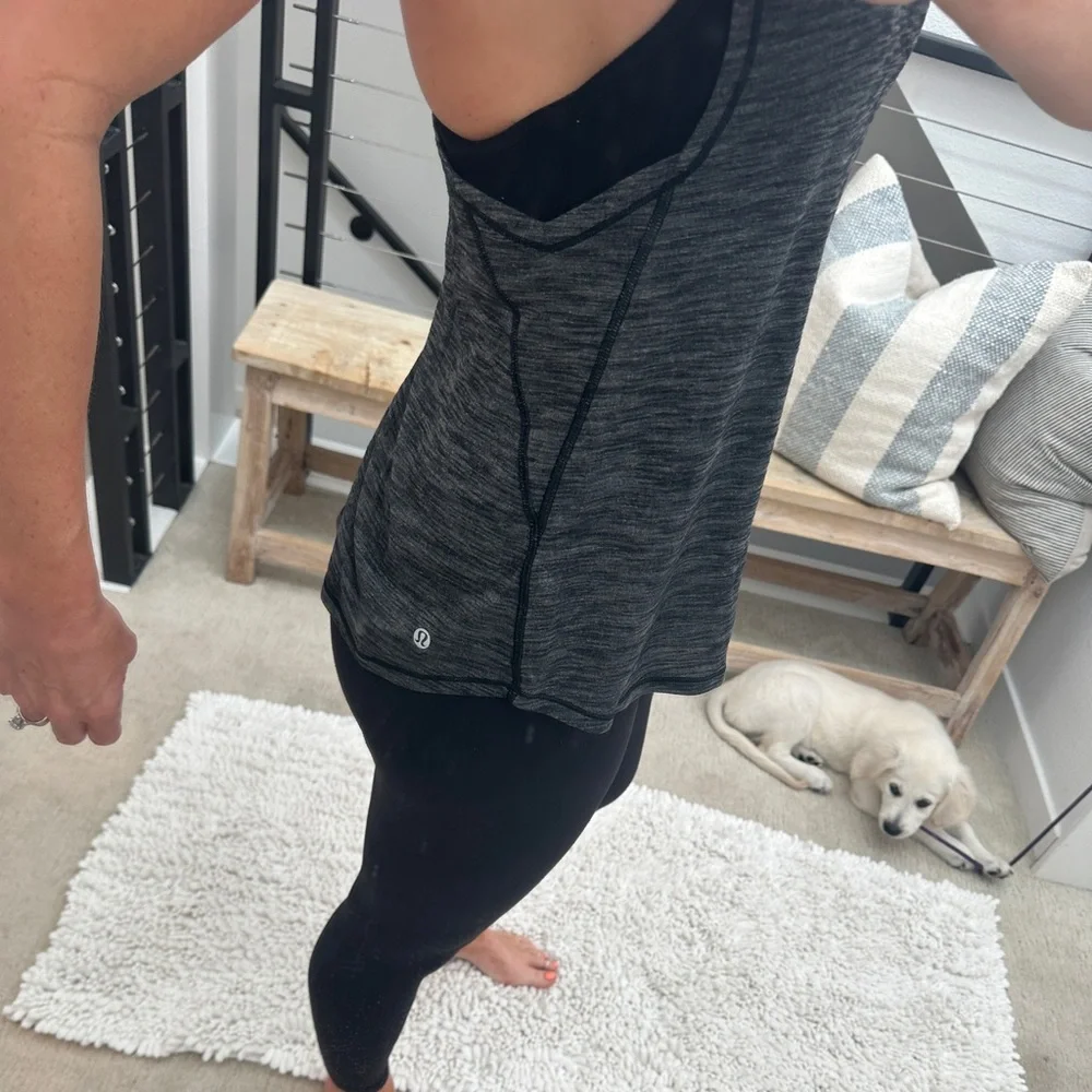 Lululemon Essential Charcoal Gray Racerback Active Tank Top Stylish Yoga Size 6 - Picture 5 of 12